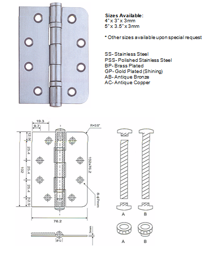 One-Leaf Round Corner Hinge1